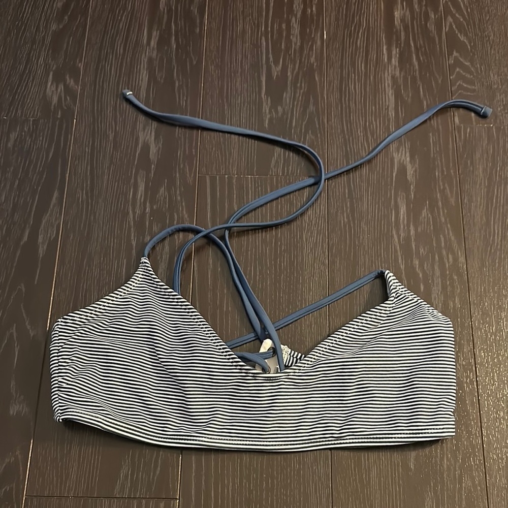 Xhilaration Kids Swim Bikini Top - Navy and White Stripes